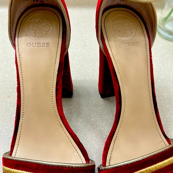 GUESS VELVET HEELS SANDALS Collection military inspired winter 2017 ❤️💛 - Picture 6 of 9